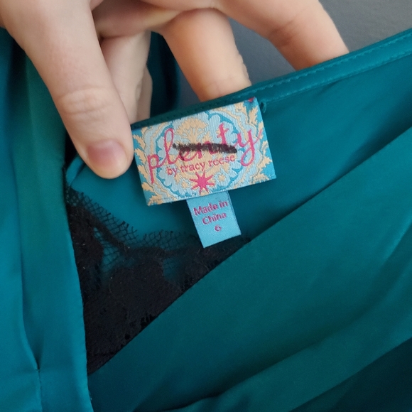 Peacock Green Silk & Lace Tracy Reece Dress Sz 6 - Picture 7 of 12